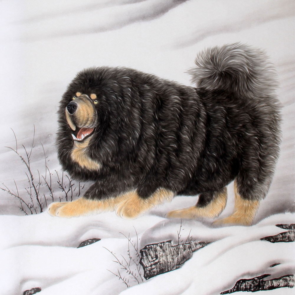 王海安《精品工笔藏獒系列六尺 志存高远》