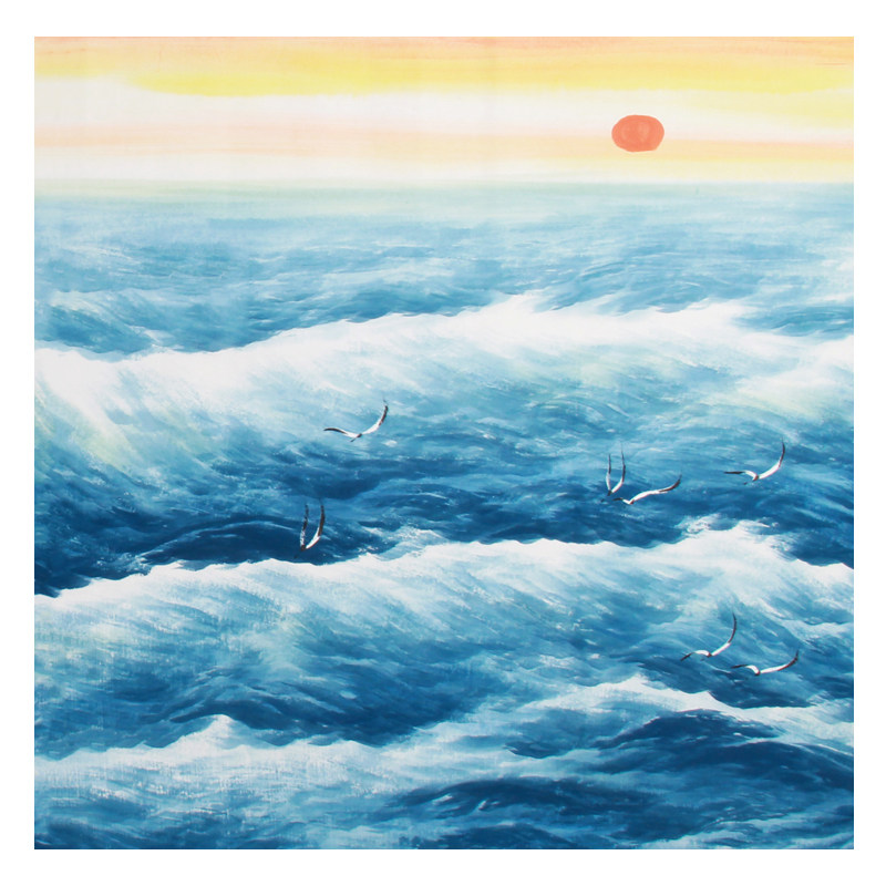 周天《精品山水系列小六尺 观海听涛》国家一级画师