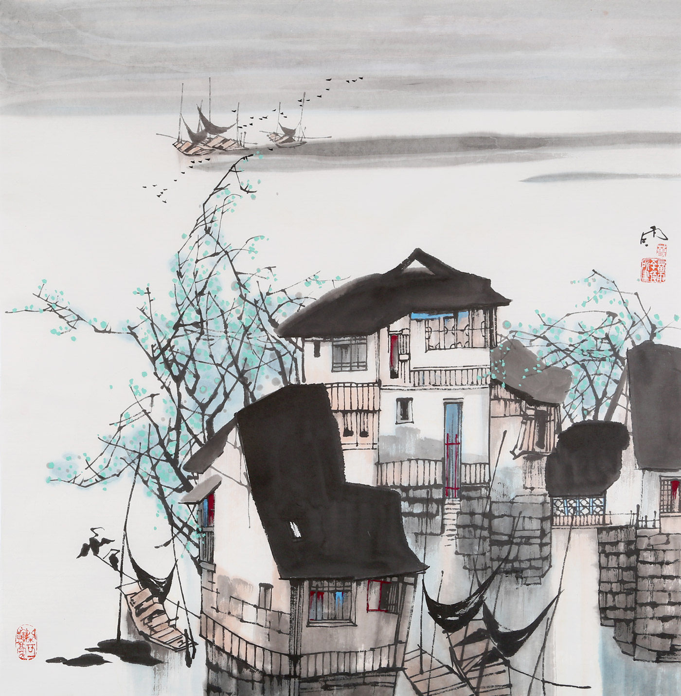 苗雨《江南春韵》 辽宁工艺美术学院教授