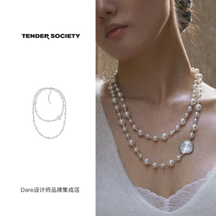 Dare买手店 tender society 白贝母玫瑰珍珠长项链复古小香风饰品