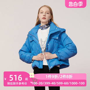 SOMSOM/索玛羽绒服女短款冬季高端气质小个子时尚连帽鸭绒外套女