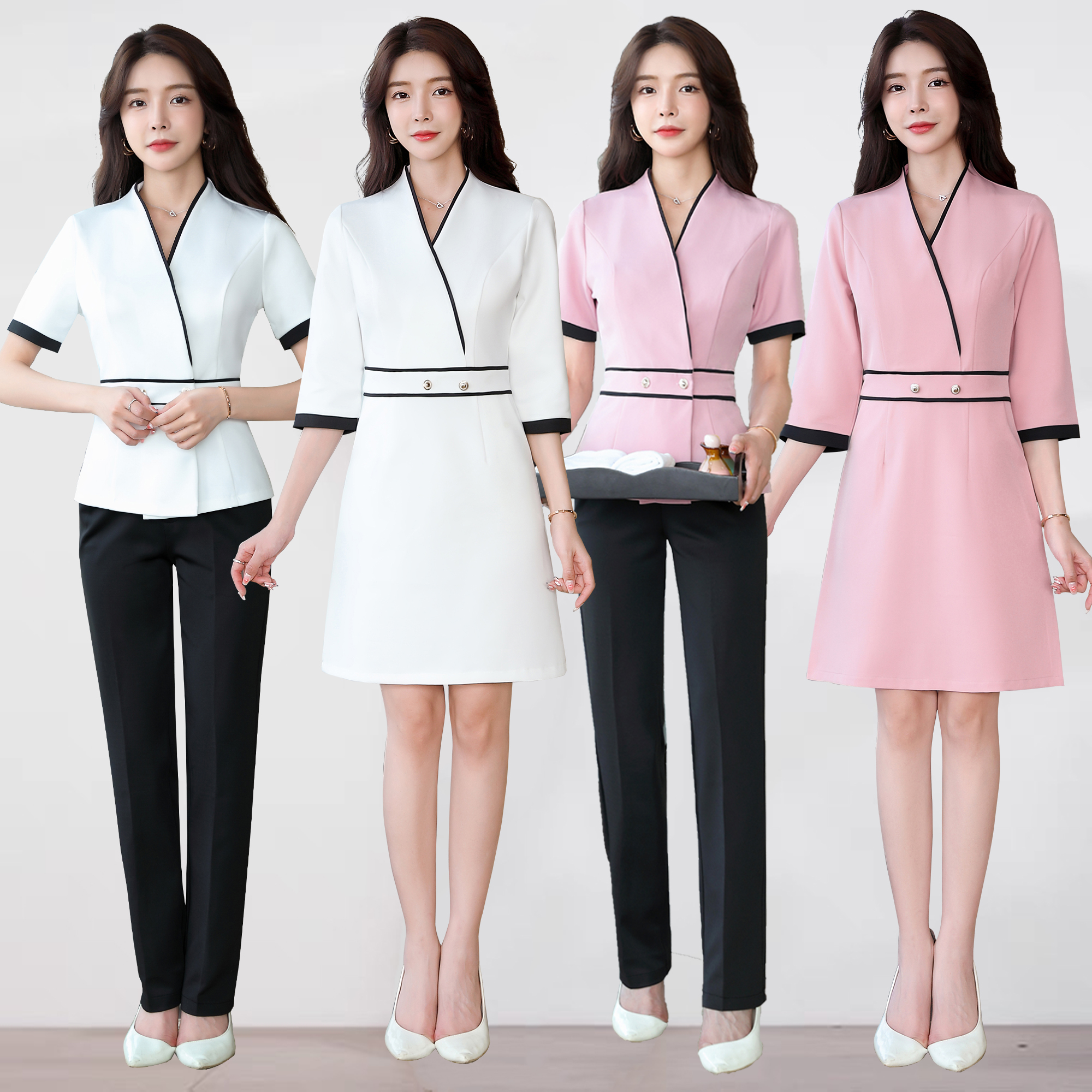 高端美容院工作服女夏季气质spa美容师工衣职业套装皮肤管理师服