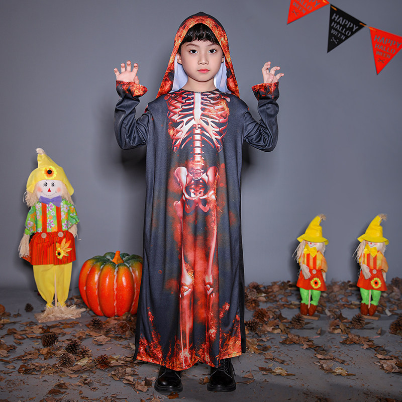 万圣节儿童服装幼儿园男童骷髅化妆舞会角色装扮演出服饰表演道具
