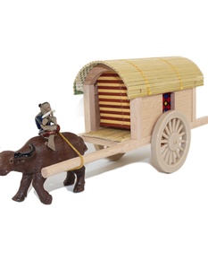家居摆件木制工艺品牛拉马车模型实木手工创意博古架装饰活动礼品