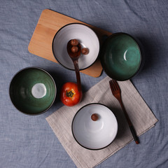 创意个性特色窑变釉饭碗螺纹陶瓷碗家用碗面碗菜碗欧式沙拉碗