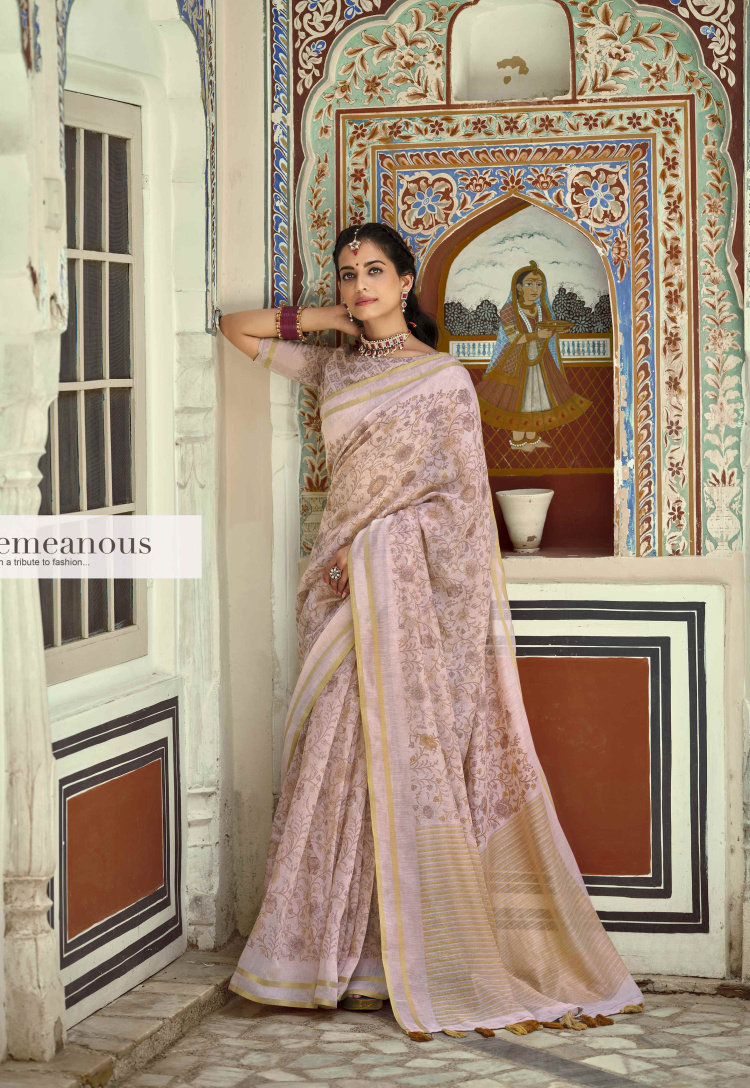 【巴斯塔】2022秋纯棉印花流苏印度纱丽 民族风服装女 日常莎莉