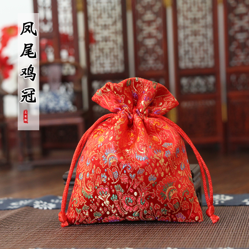结婚满月生日节庆织锦缎喜糖袋喜糖盒创意中式包装糖盒婚庆糖果盒