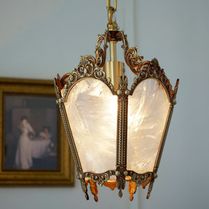 欧式复古西洋古董全铜冰花吊灯法式乡村吧台床头玄关过道餐厅灯具