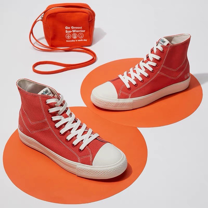 pony波尼环保帆布鞋男女生运动鞋高帮时尚情侣款休闲鞋12u1sh05