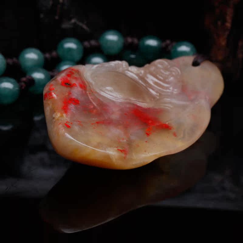 笑口常开 26.51克玻璃冻地鸡血石挂件 稀罕物