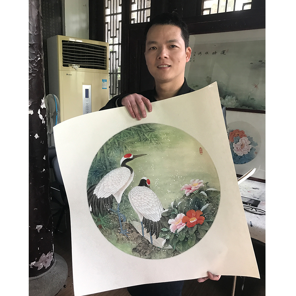 【省美协会员】蒋国良 《鹤》 工笔画名家 有授权有合影