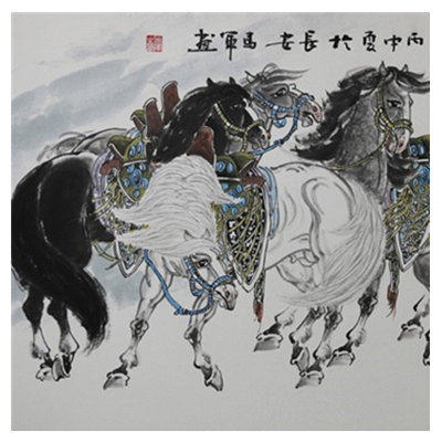马军《八骏雄风》画马名家 巨幅