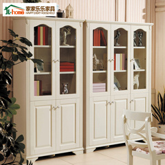 欧式书柜 白色韩式田园书柜带门书橱玻璃门书柜书架柜子储物柜