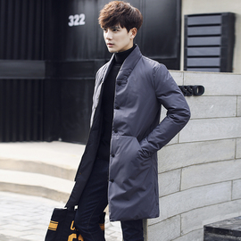 反季冬季新款羽绒服男中长款加厚修身韩版男士外套青年立领男装潮