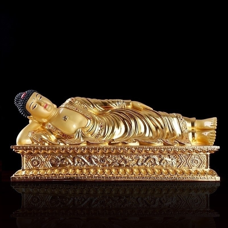 宝成佛具台湾手工贴金1尺3卧佛纯铜佛像摆件居家供佛释迦摩尼睡佛