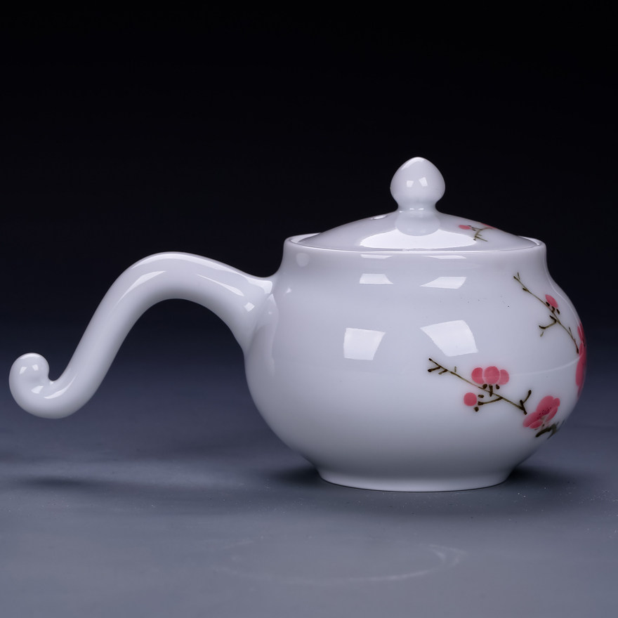 【当代官窑】 翠竹红梅茶壶