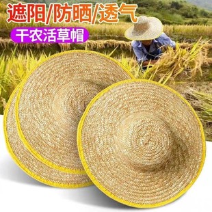 大草帽农民沙滩户外遮阳夏防晒工地女大檐大沿男草帽子太阳农用帽
