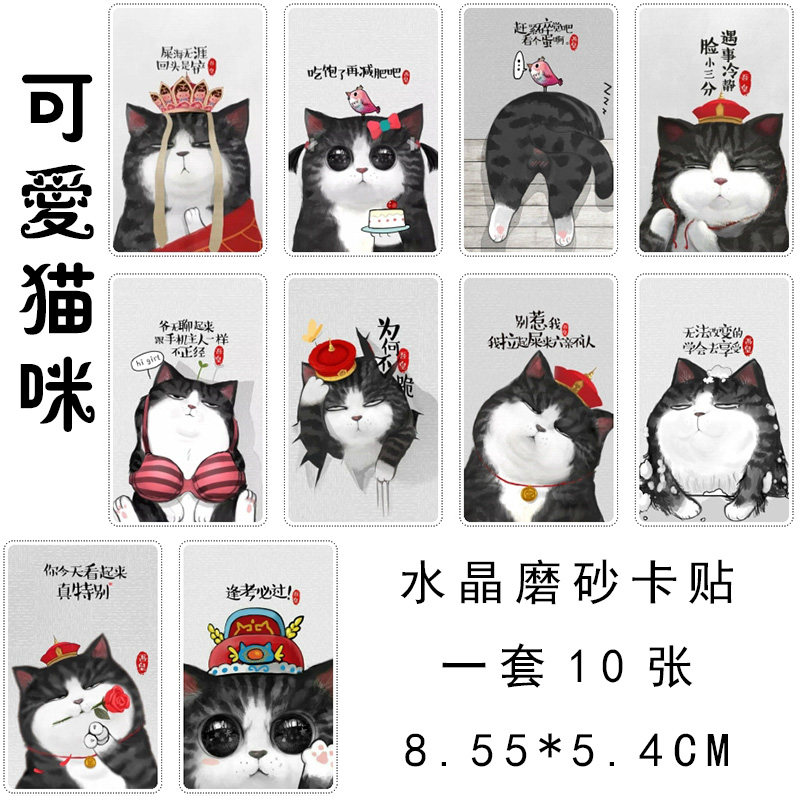 饭卡贴纸_卡贴 饭卡公交卡学生卡片贴纸定制 可爱萌猫 咪 水晶磨砂