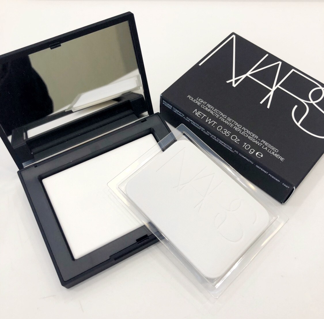 粉饼19年持久粉扑10g明色新版透明裸光nars粉饼