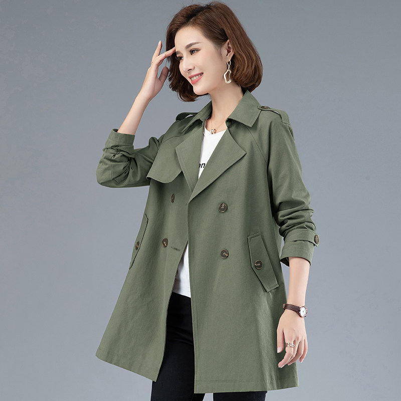 风衣女中长款2021春装新款中年40岁50大码气质减龄妈妈装纯棉外套