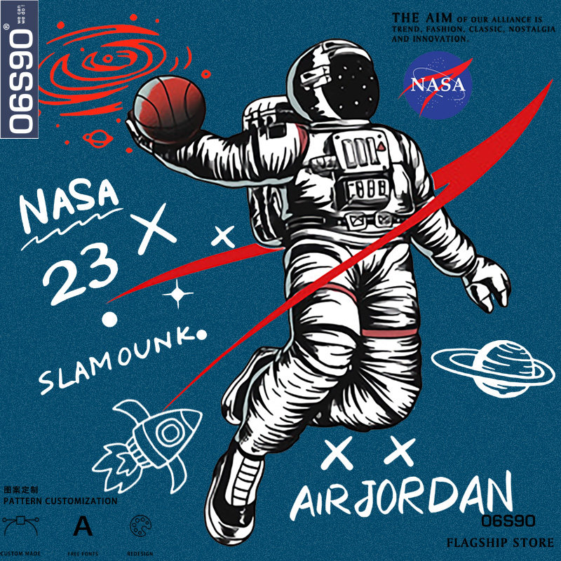 卫衣男秋冬款连帽 乔丹nasa联名宇航员卫衣男潮ins 卫衣男秋冬款