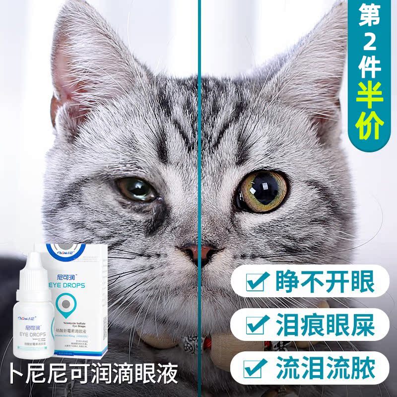 猫咪滴眼液眼睛发炎流泪流脓猫用消炎药去狗狗防泪痕猫鼻支眼药水