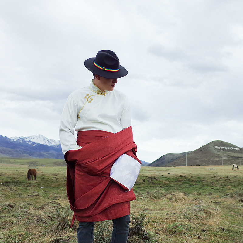 藏装男 藏袍套装 藏族藏式服饰 康巴藏装 春秋 民族服装—民族服装
