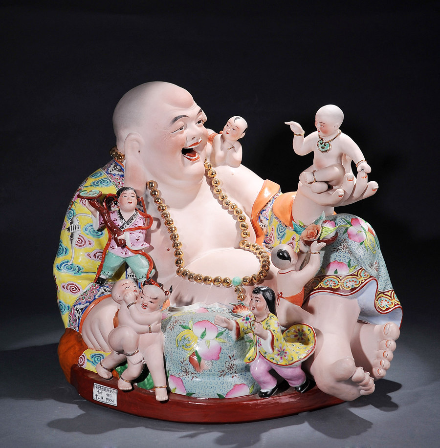 著名雕塑家曾龙生嫡子(曾山东粉彩七子罗汉) - 拍卖