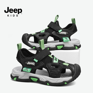 jeep儿童运动凉鞋夏季2024新款中大童沙滩鞋轻便防滑男童包头鞋子