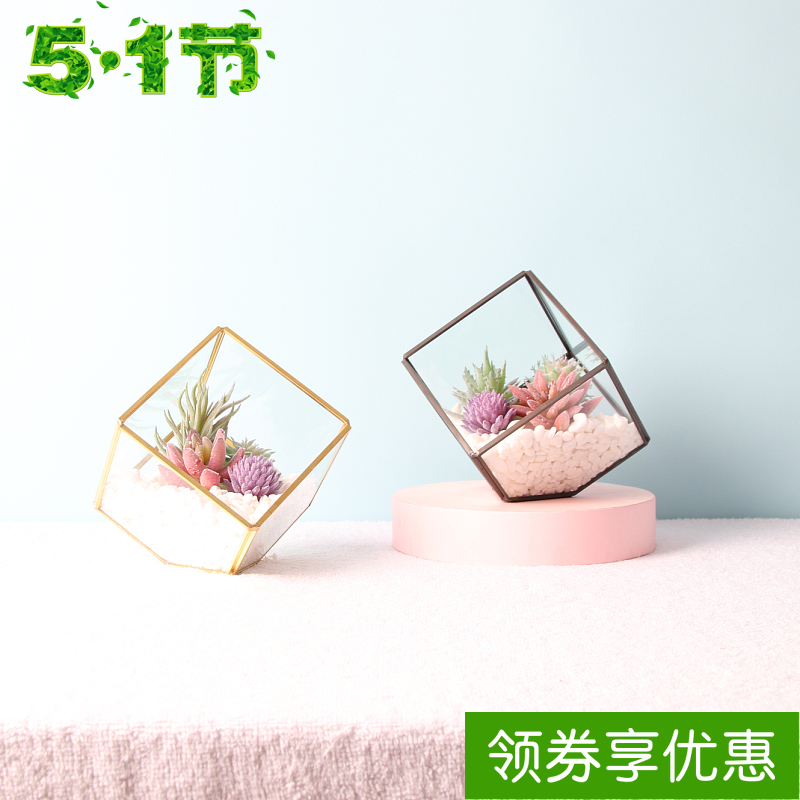 包邮简约轻奢斜口几何玻璃花房缺角立方体永生花盒微景观生态花盆|ruв категории Домашний быт, украшения - от Buy2taobao.com для оказания профессиональной услуги покупки агента Taobao