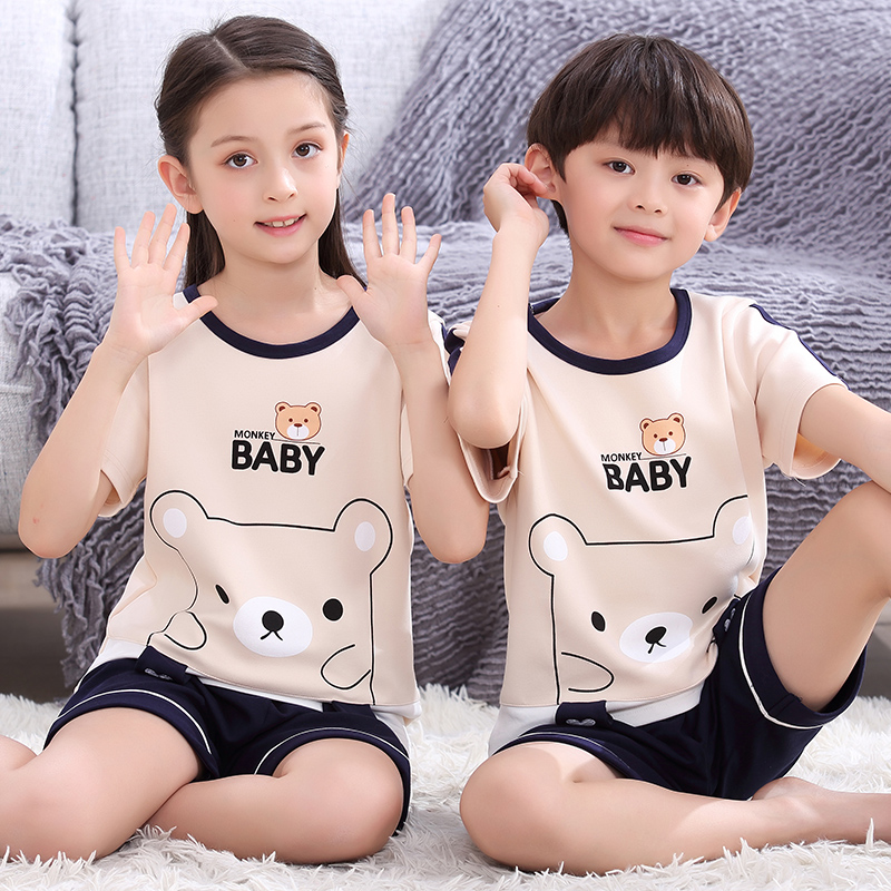 children pajamas Boy summer Short sleeved pure cotton girl pajamas Cartoon Thin section CUHK Child Home Furnishings suitin the Children/Baby/Family fitted , Children tracksuit , Home service package  category - from Buy2taobao.com to provide professional Taobao agent buy service