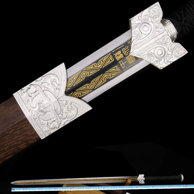 热销真剑_龙晟刀剑真刚汉剑锰钢花纹钢一体四面八面唐剑汉剑未开刃