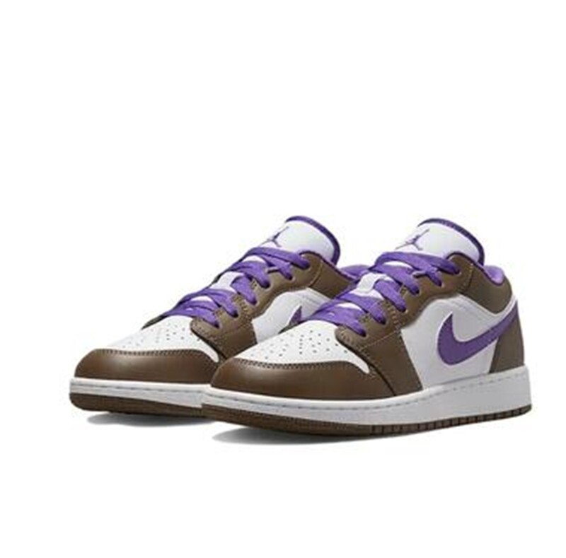 耐克khaki24 air jordan 1 aj1大童棕紫低帮篮球鞋5553560-215