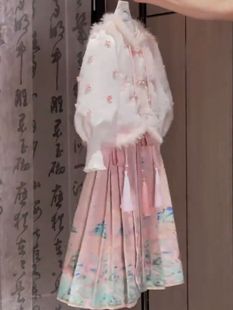 女童冬季中国风棉衣2023秋冬儿童加厚古装汉服复古盘扣外套马面裙