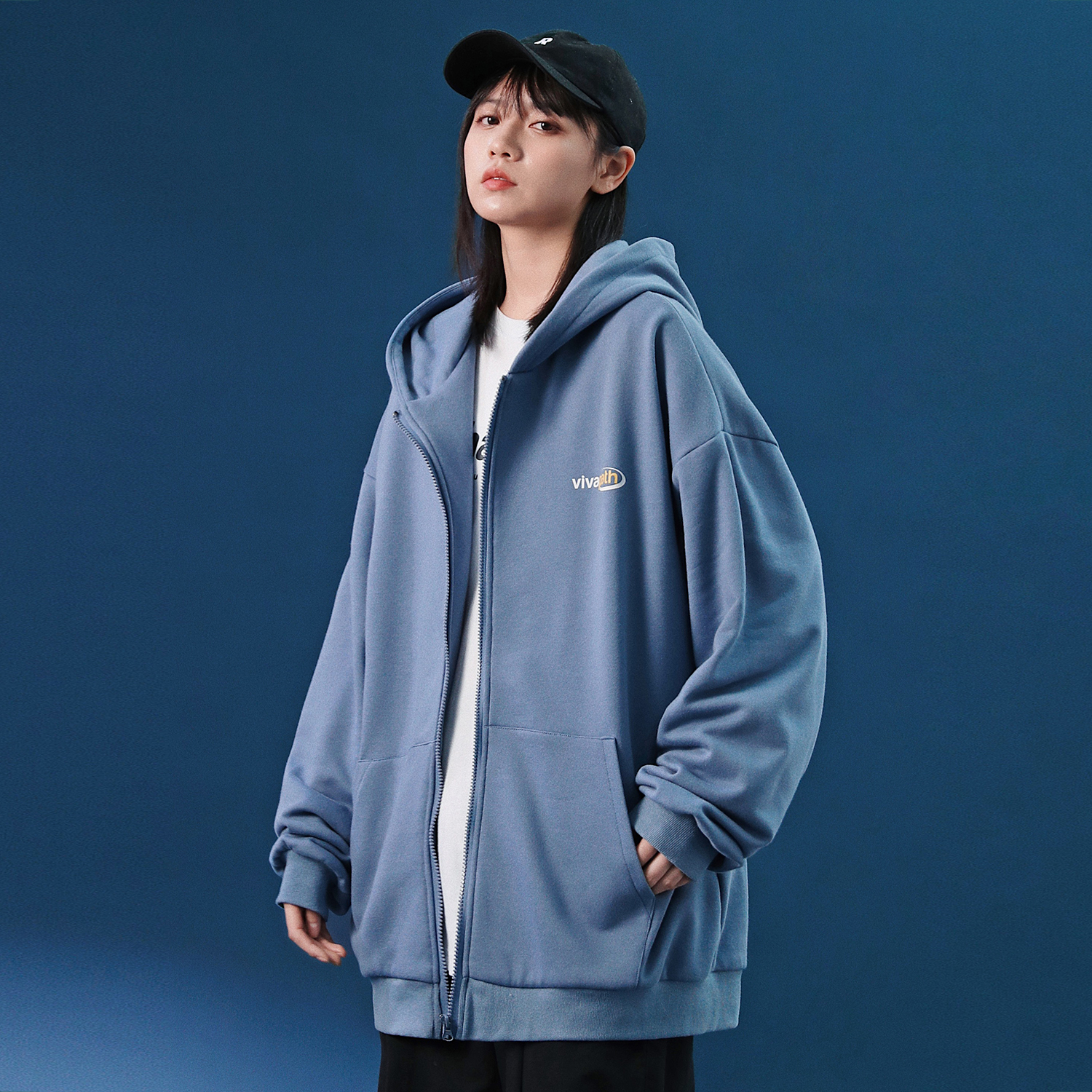 tuoke脱壳 2020春季新款拉链连帽开衫卫衣外套女韩版宽松学生上衣