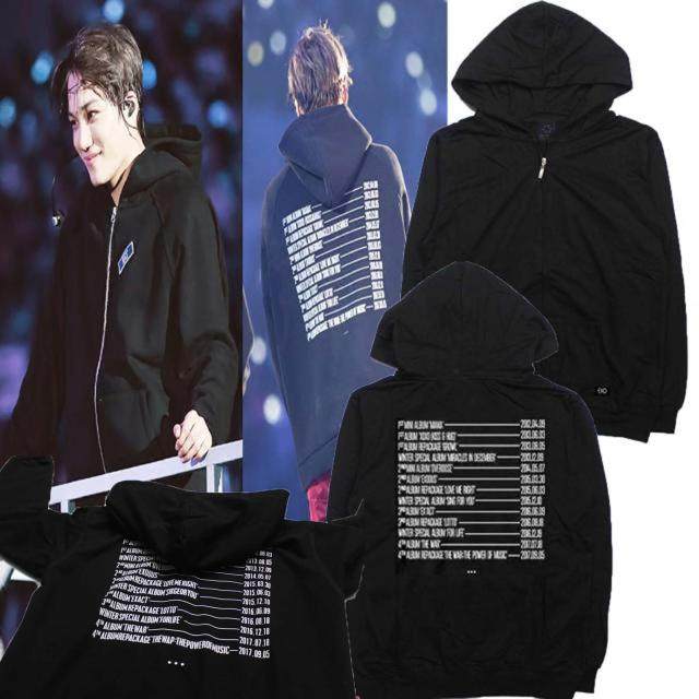 exo四巡演唱会应援服边伯贤灿烈金钟仁同款学生拉链连帽卫衣外套