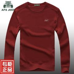 春秋新款正品 AFS/JEEP吉普长袖T恤 男装圆领加厚纯色绣标打底衫