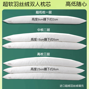 情侣双人长枕头1.2-1.8米调高矮超薄软低枕芯1.5羽丝绒枕床品包邮