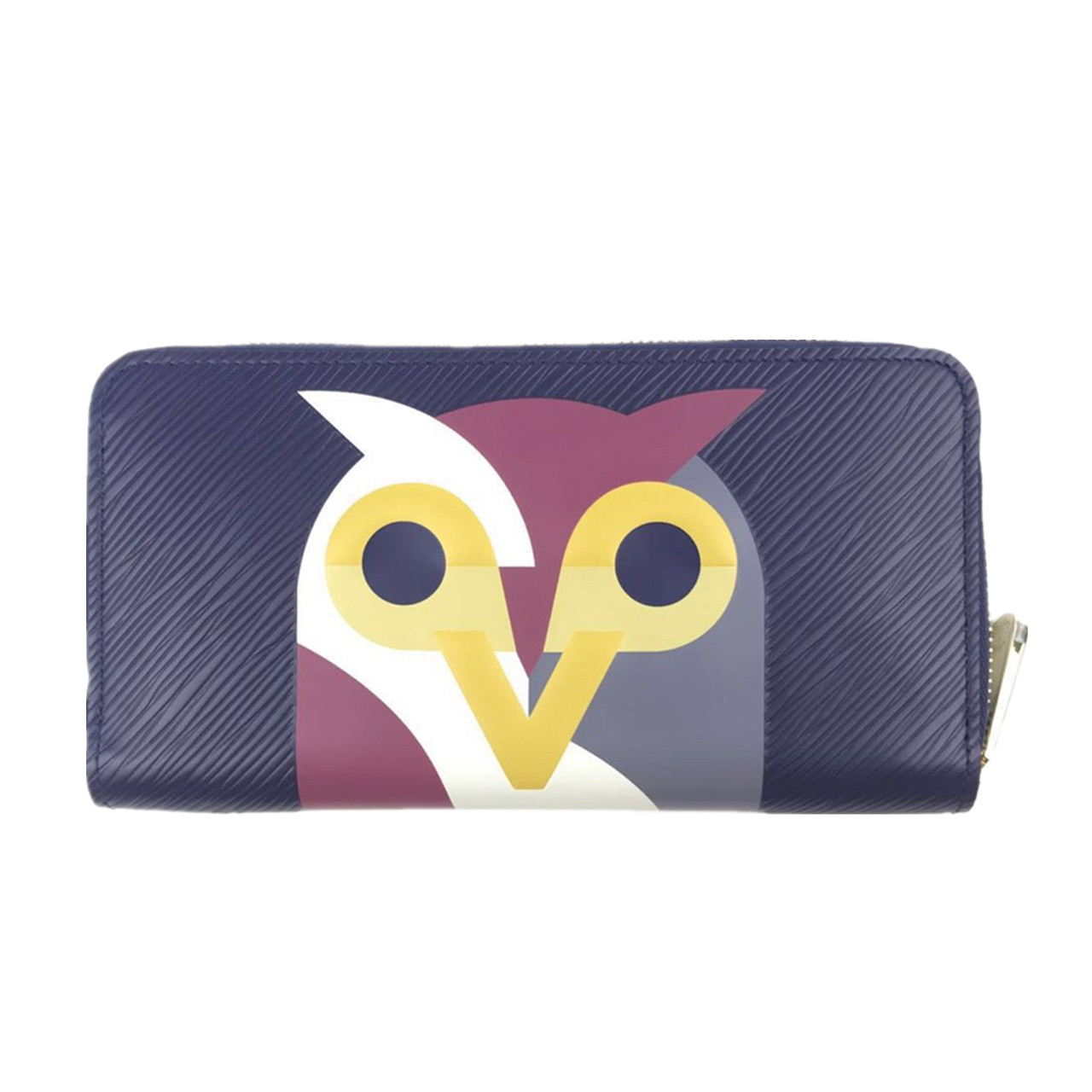 [9.8新]路易威登lv中性牛皮猫头鹰水波纹走秀款拉链钱包