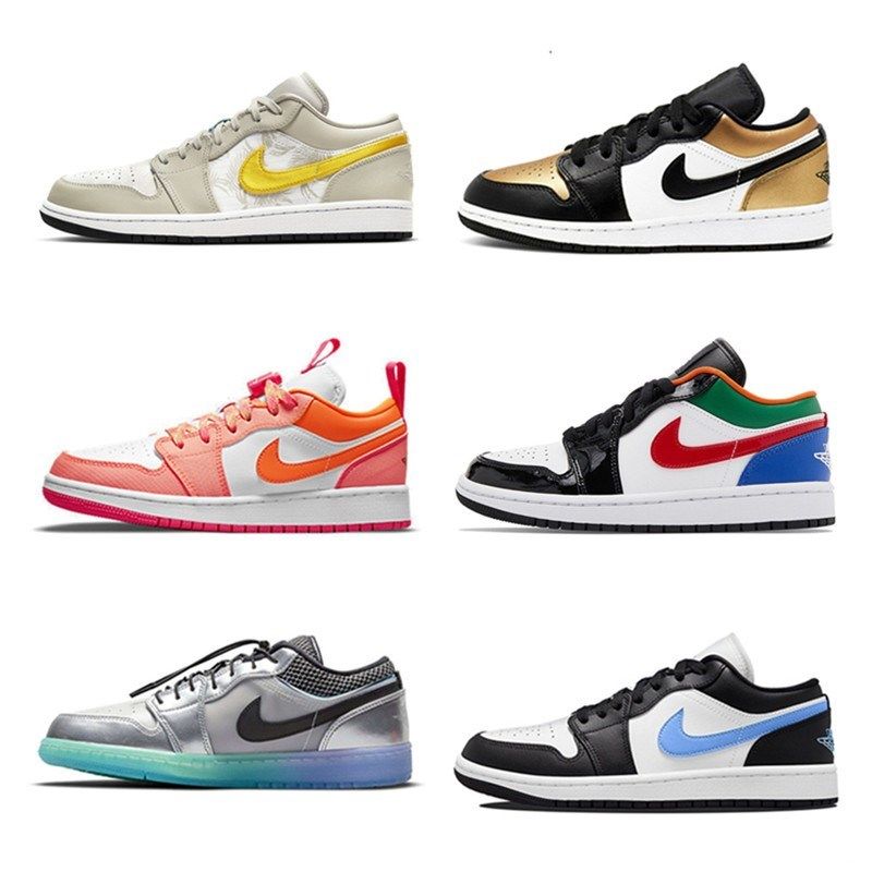 aj1low黑白蓝芝加哥金黄霓虹女鞋渐变水洗丹宁银灰红粉紫杏橙童鞋
