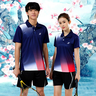 男女速干羽毛球服套装短袖T恤网球透气排球修身运动乒乓球衣比赛