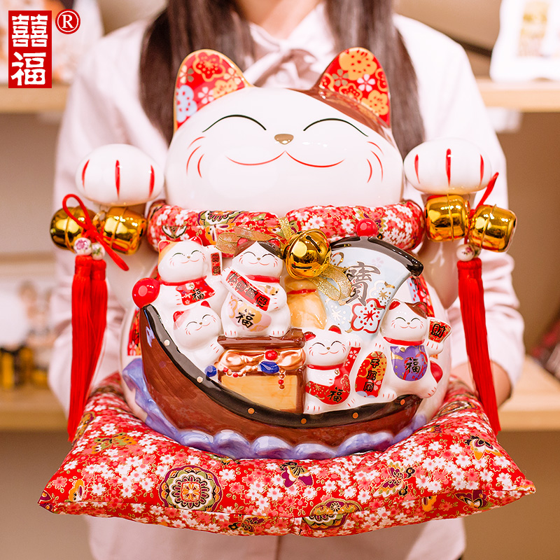 囍福陶瓷招财猫摆件店铺收银台开业礼品居家客厅存钱储蓄罐特大号|msdalam kategori bekalan perayaan/hadiah, Hadiah kreatif, Cat Lucky - dari Buy2taobao.com untuk memberikan perkhidmatan ejen Taobao profesional membeli
