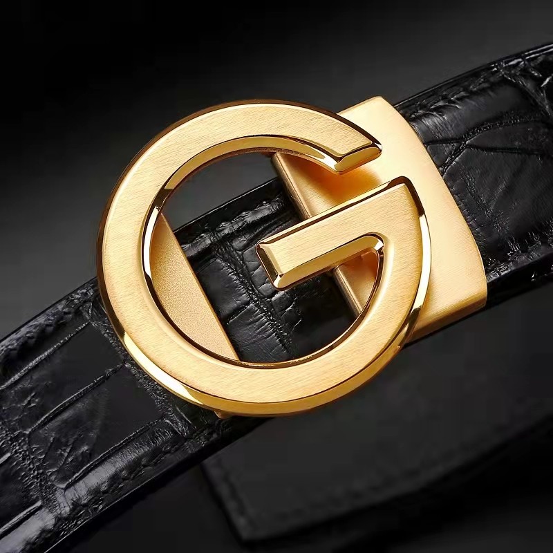 鳄鱼皮带男真皮自动扣定做腰带加长大码轻奢送礼高端裤带礼物名牌