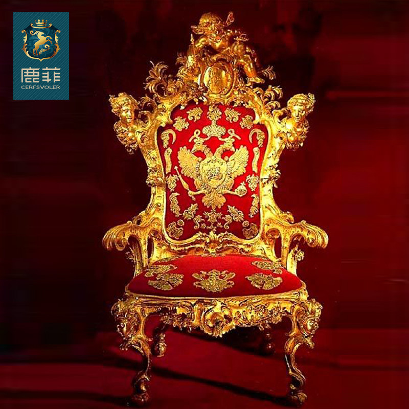 鹿菲国王宫廷单人雕花欧式奢华沙发家具古典沙发椅