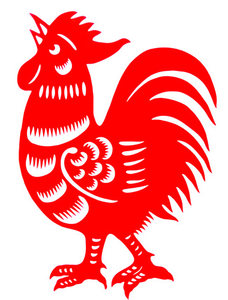 (58包邮)大红公鸡剪纸镂空玻璃贴不干胶窗花墙贴装饰门画自带胶