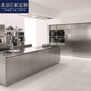 北京整体橱柜定做全304不锈钢厨房厨柜定制开放式不锈钢台面现代