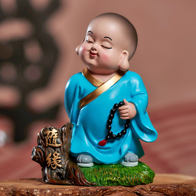 新中式客厅家居装饰品小摆件创意可爱小和尚办公室桌面摆设工艺品