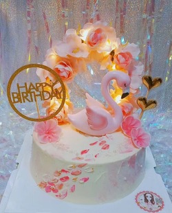 花朵拱门蛋糕装饰摆件甜品台火烈鸟蛋糕装饰配件女孩蛋糕插件