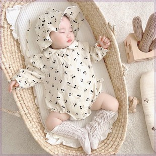 新生婴儿衣服装女宝宝哈衣包屁衣长袖超洋气可爱薄款长袖春夏夏季