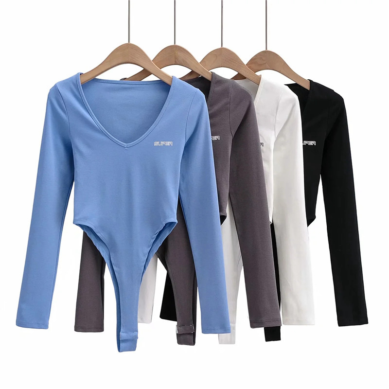 欧美辣妹穿搭连裆长袖打底衫内搭三角两侧露腰连体衣女勒阴上衣潮